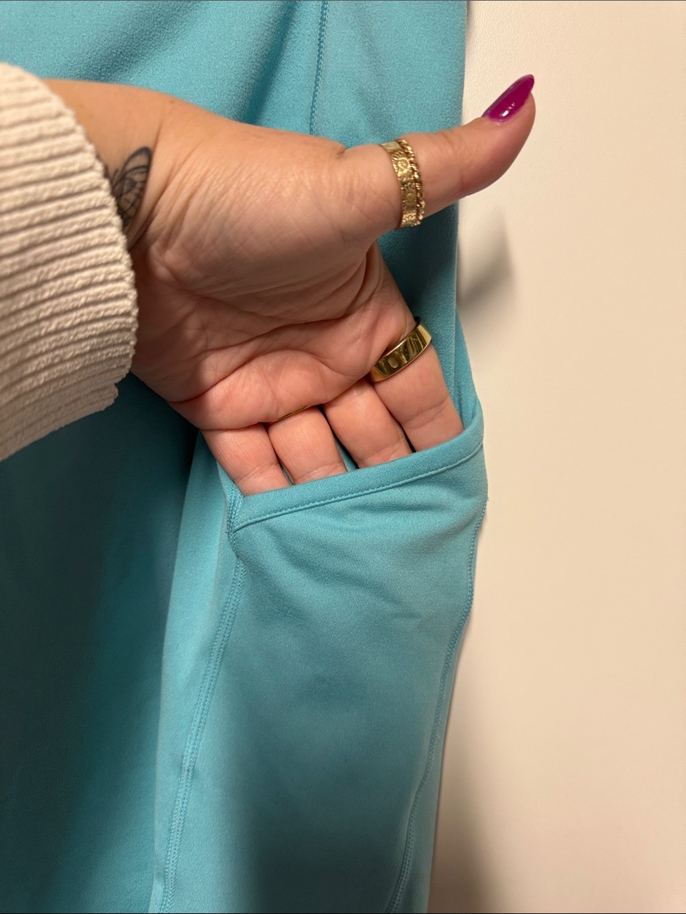 torrid Aqua High-Waist Bike Shorts with Side Pockets - Picture 4 of 5